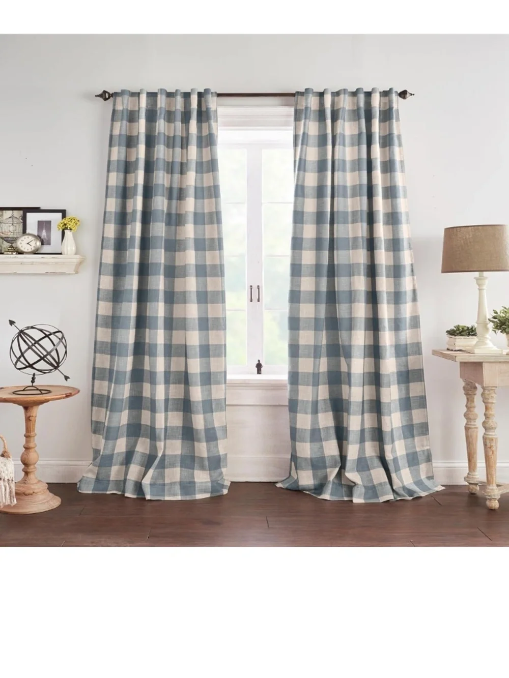 Buffalo Plaid Curtains- Chambray